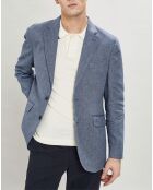 Veste en Lin mélangé Armur imprimé chevon  bleue