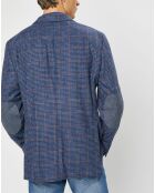 Veste en Laine mélangée Tartan imprimée bleue