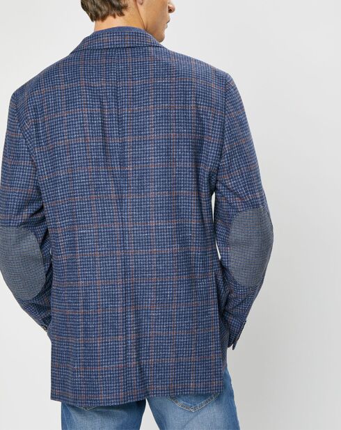 Veste en Laine mélangée Tartan imprimée bleue
