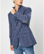 Veste en Laine mélangée Tartan imprimée bleue