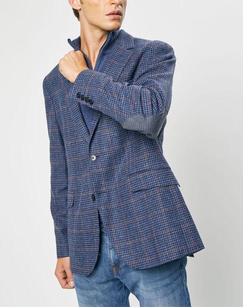 Veste en Laine mélangée Tartan imprimée bleue