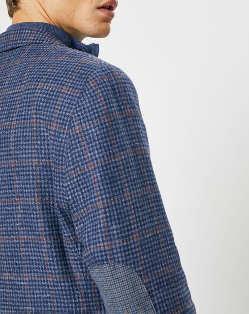 Veste en Laine mélangée Tartan imprimée bleue