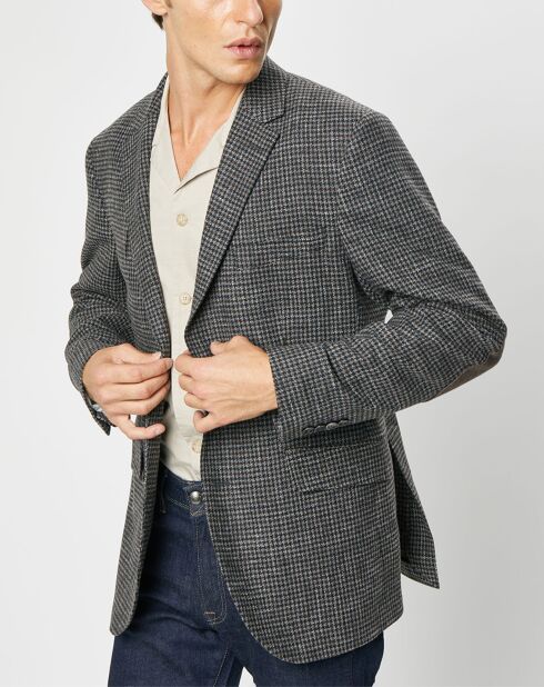 Veste en Laine mélangée à imprimé pied-de-poule marron/gris