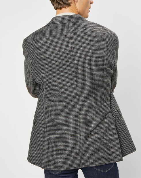 Veste en Laine mélangée à imprimé pied-de-poule marron/gris