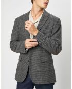 Veste en Laine mélangée à imprimé pied-de-poule marron/gris