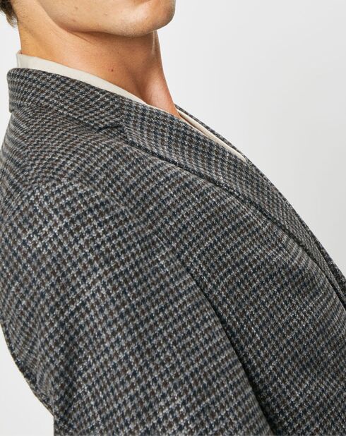 Veste en Laine mélangée à imprimé pied-de-poule marron/gris