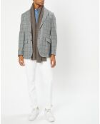Veste 100% Laine à carreaux fins gris/bleu