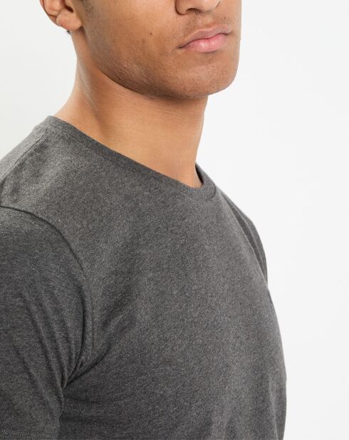 T-Shirt Regular Fit uni logo poitrine gris