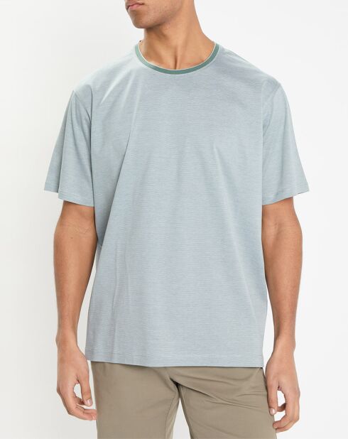 T-Shirt Regular Fit Mercerisé à rayures milleraie vert clair