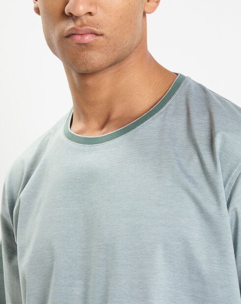 T-Shirt Regular Fit Mercerisé à rayures milleraie vert clair