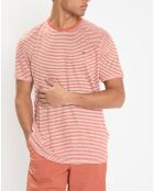 T-Shirt 100% Lin Regular Fit Bat à rayures orange moyen