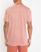 T-Shirt 100% Lin Regular Fit Bat à rayures orange moyen