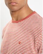 T-Shirt 100% Lin Regular Fit Bat à rayures orange moyen