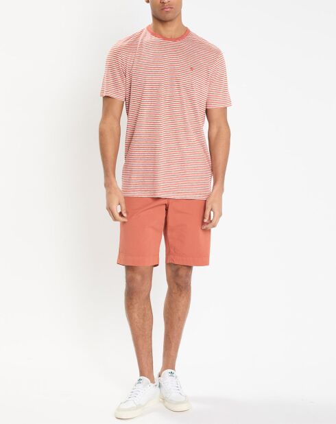 T-Shirt 100% Lin Regular Fit Bat à rayures orange moyen