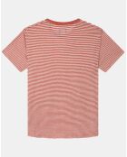 T-Shirt 100% Lin Regular Fit Bat à rayures orange moyen