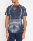 T-Shirt 100% Lin Regular Fit Marinière bleu/blanc