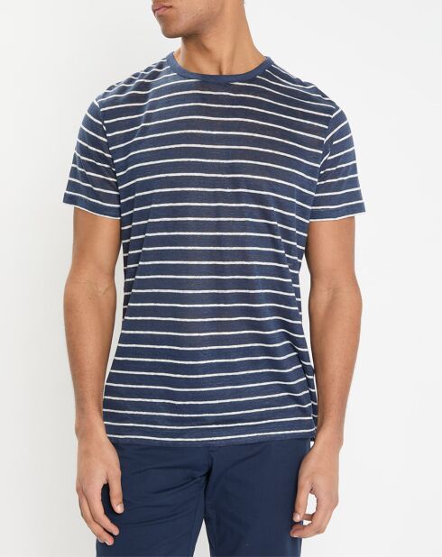 T-Shirt 100% Lin Regular Fit Marinière bleu/blanc