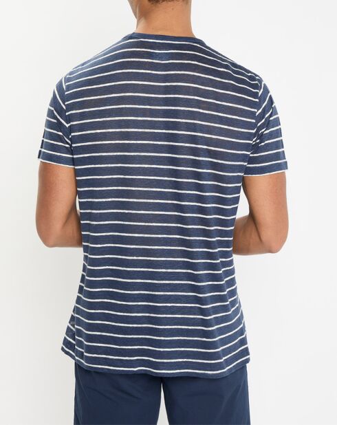 T-Shirt 100% Lin Regular Fit Marinière bleu/blanc