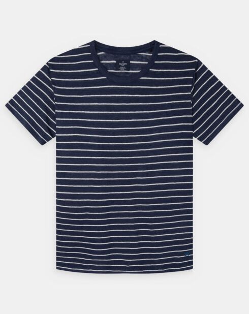 T-Shirt 100% Lin Regular Fit Marinière bleu/blanc