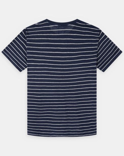T-Shirt 100% Lin Regular Fit Marinière bleu/blanc