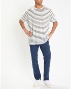 T-Shirt 100% Lin Regular Fit Marinière blanc/bleu