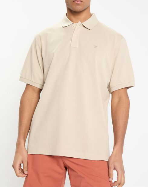 Polo Slim Fit uni piqué beige clair