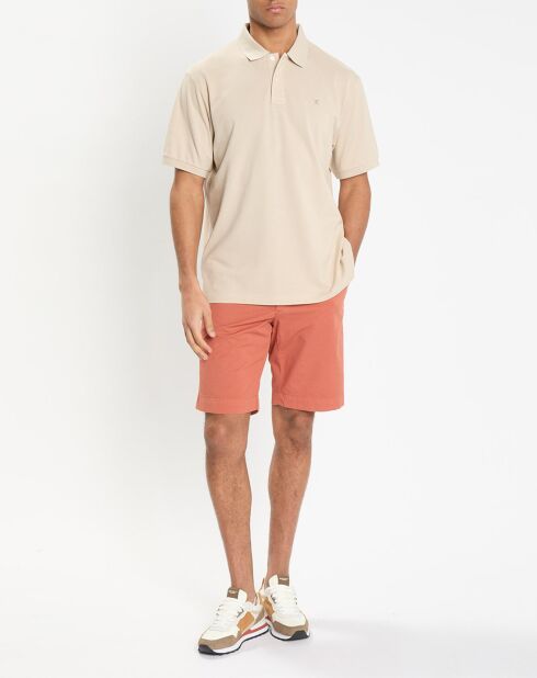 Polo Slim Fit uni piqué beige clair