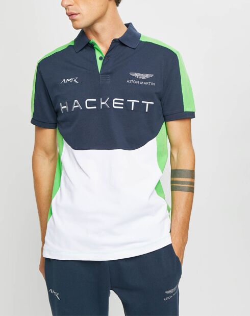 Polo Droit Multi Patch Aston Martin Racing bleu/blanc/vert fluo