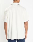 Polo uni manches courtes rib col jersey écru