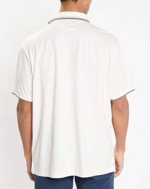 Polo uni manches courtes rib col jersey écru