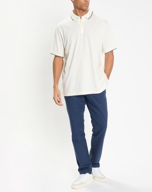 Polo uni manches courtes rib col jersey écru