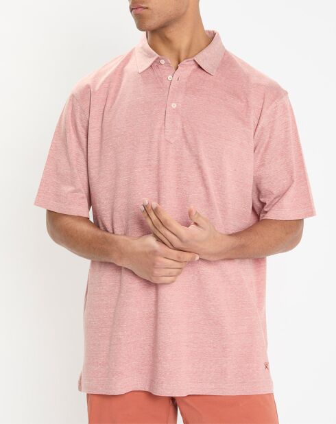 Polo en Lin mélangé Regular Fit Oxford orange moyen chiné