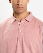 Polo en Lin mélangé Regular Fit Oxford orange moyen chiné