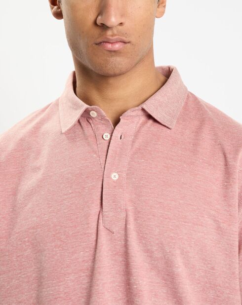Polo en Lin mélangé Regular Fit Oxford orange moyen chiné