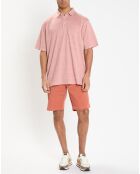 Polo en Lin mélangé Regular Fit Oxford orange moyen chiné