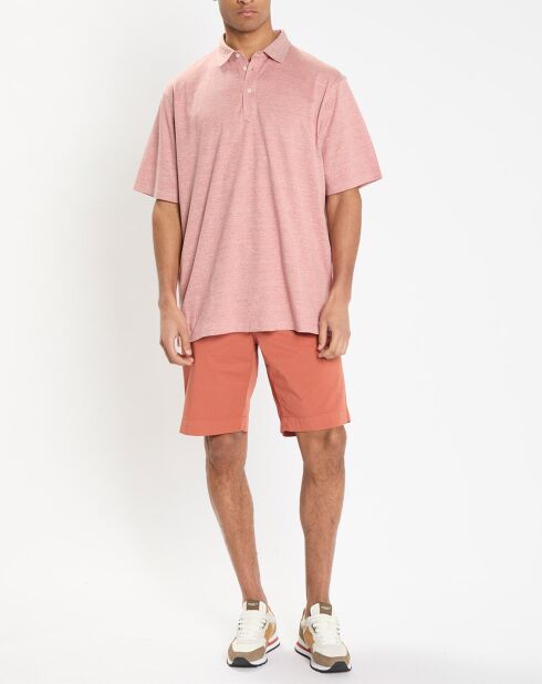 Polo en Lin mélangé Regular Fit Oxford orange moyen chiné