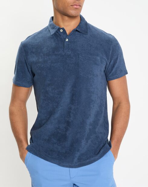 Polo Regular Fit in spugna blu uni