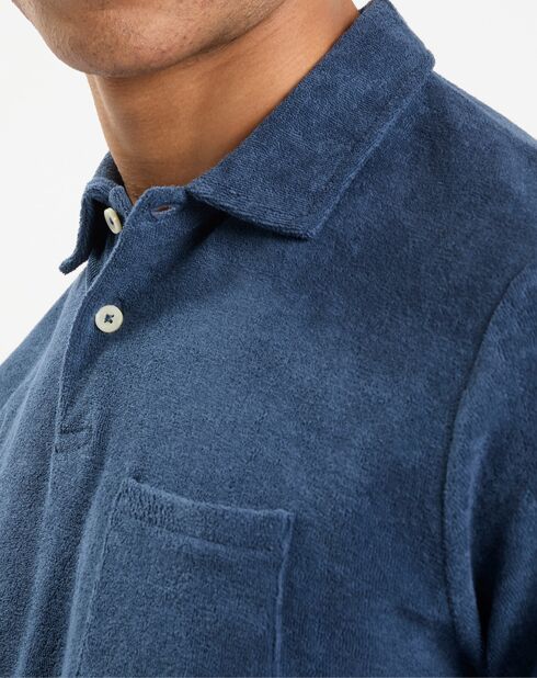 Polo Regular Fit uni éponge bleu