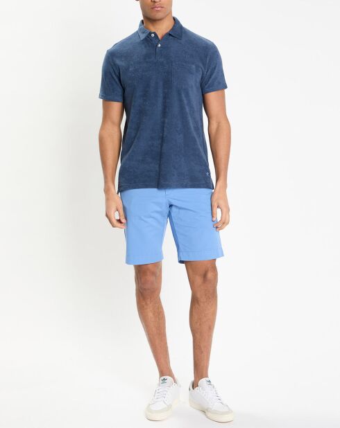 Polo Regular Fit uni éponge bleu