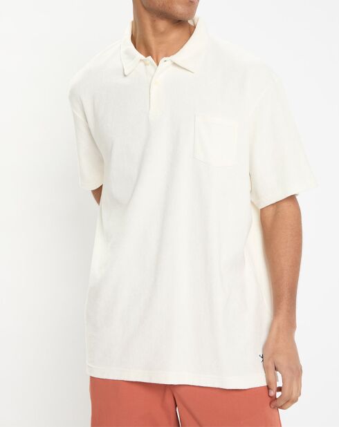 Polo Slim Fit uni éponge écru