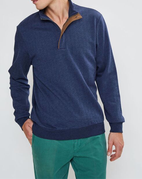 Sweat col montant Chevron bleu