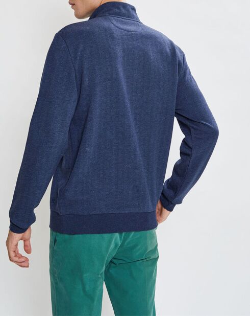 Sweat col montant Chevron bleu