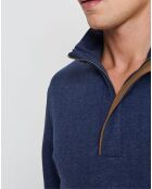 Sweat col montant Chevron bleu