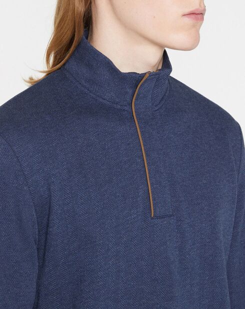 Sweat col montant Chevron bleu