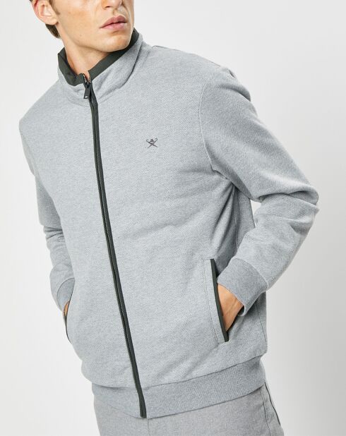Blouson bi-matière gris clair