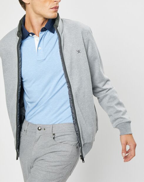 Blouson bi-matière gris clair