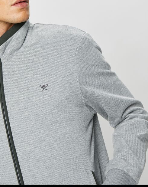Blouson bi-matière gris clair