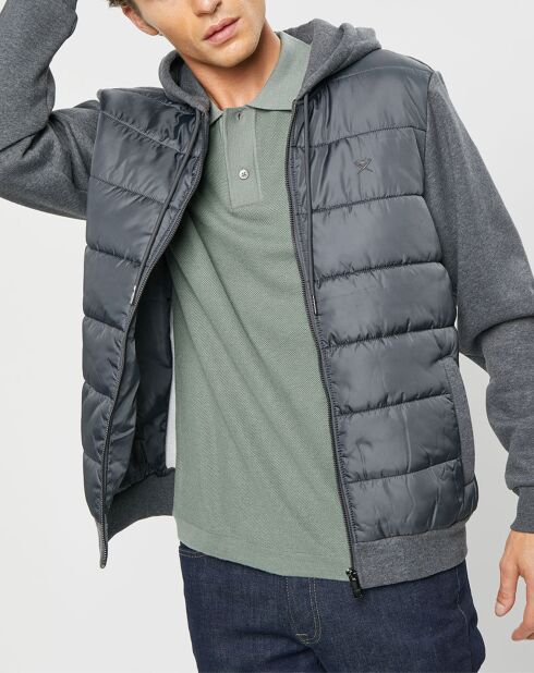 Blouson Hybride bi-matière Jersey gris