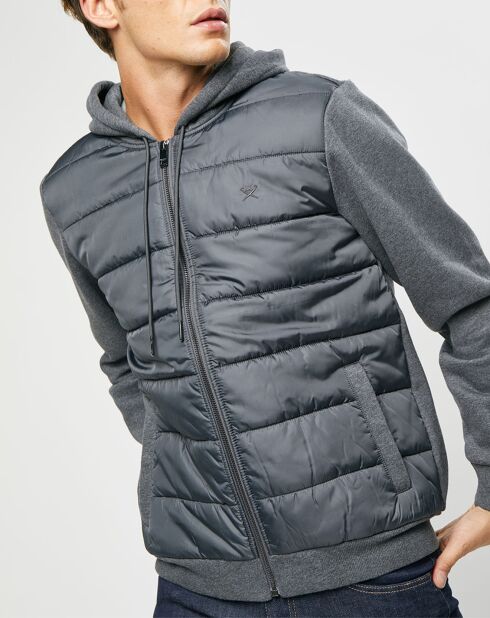 Blouson Hybride bi-matière Jersey gris