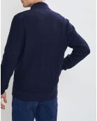 Bombers en Cachemire mélangé bimatière Nylon Tricot bleu marine